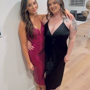 Express black satin dress